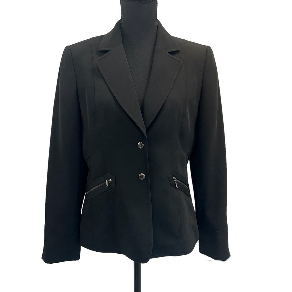 Tahari Arthur S. Levine black structured tailored cinched blazer jacket Sz 8P